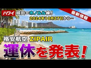 【ハワイ】成田ホノルル線！旅行者に人気の格安航空「ZIPAIR」が運休を発表…【ハワイ最新情報】【ハワイの今】