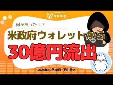 米政府ウォレットから不正流出からの返還事件‼️大丈夫⁉️相場関連ニュースも【Voicy10月28日放送】