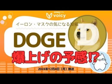 ドージコインがまた爆アゲの予感🐕イーロン・マスクの気になる投稿に注目【Voicy12月4日放送】