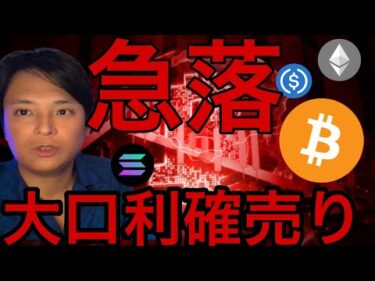 ビットコイン 米国株 急落！今期第３の大口利確売りで天井なのか？【仮想通貨 米国株 日本株 最新情報】
